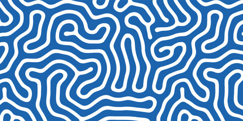 Abstract White Maze Pattern on Blue Background for Modern Design and Visual Interest