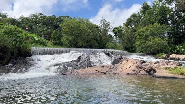 Small Waterfall in Forest River in Blumenau Brazil