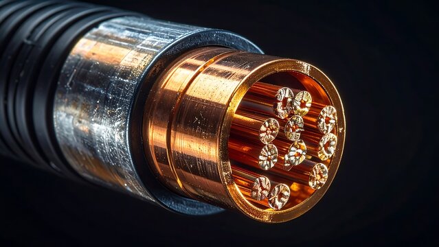 Crosssection of multicore electric cable for electrical engineering designs. Suitable for industries, technology, energy, and infrastructurerelated projects.