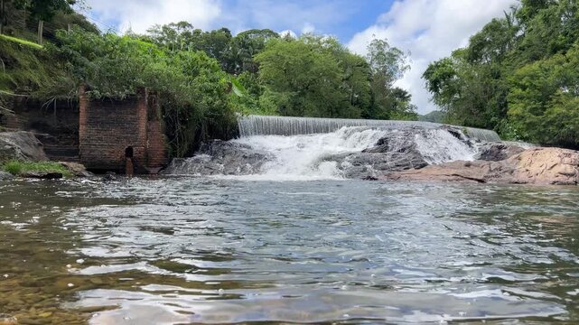 Small Waterfall in Forest River in Blumenau Brazil