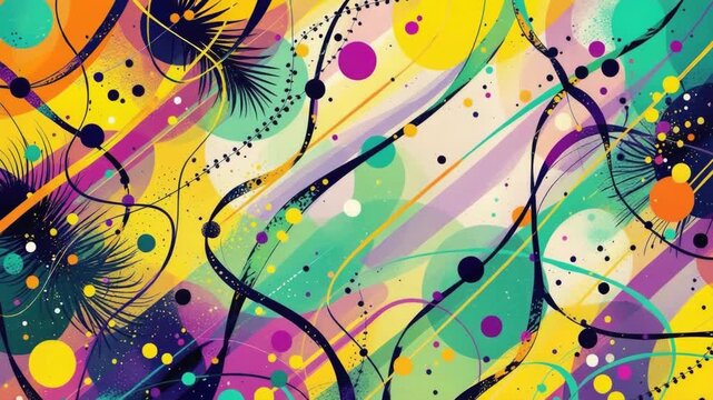 Vibrant abstract art with colorful organic shapes and bold patterns