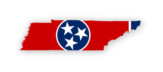 Tennessee flag map poster. US state pride wall decor artwork. Patriotic printable digital art. Detailed vector illustration © pyty