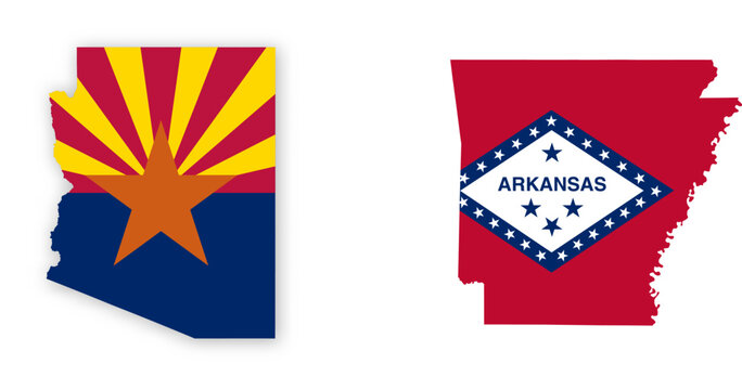 Arizona flag map poster. US state pride wall decor artwork. Patriotic printable digital art. Detailed vector illustration