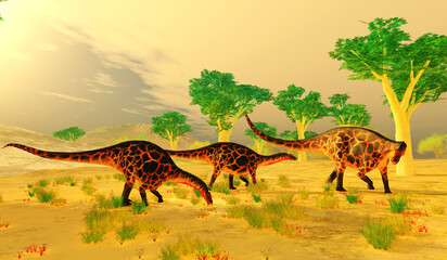 Dicraeosaurus Dinosaurs - Dicraeosaurus was a sauropod herbivorous dinosaur that lived in the Jurassic Era of Tanzania, Africa. © Catmando