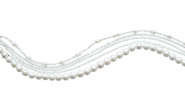 Natural white baroque round pearls - beads for jewelry, top view. Isolated on transparent background, png