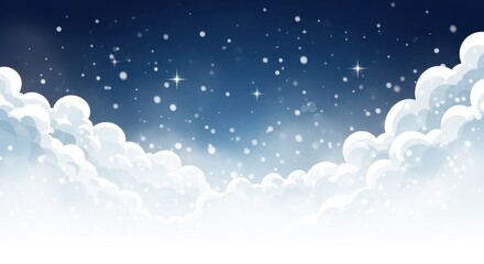 Dreamy Night Sky with Clouds and Stars - A Serene Illustration.