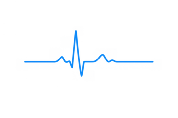 Blue electrocardiogram showing heart pulse rhythm lifeline, ekg monitoring health on transparent background