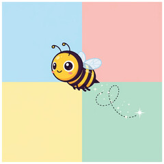 Obraz premium Cute Cartoon Bee Flying with Trail.