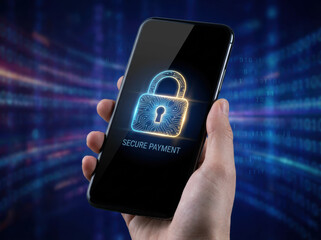 Secure payment technology system security safe payment verification online digital cyberspace interface glow secure feeling safe digital payment verification system