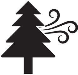Fototapeta premium Pine tree icon in the wind, natural element