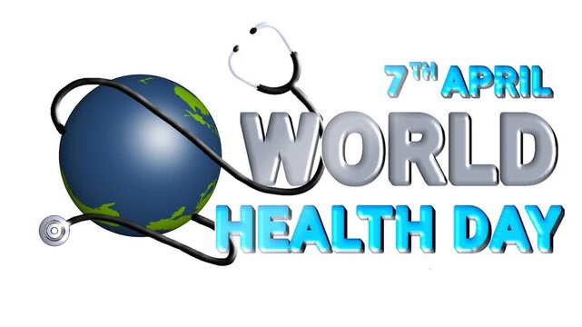 3d animation of rotating globe with white background and statoscope to celebrate world health day