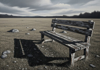 Solitary Bench for Reflection on Remembrance Day