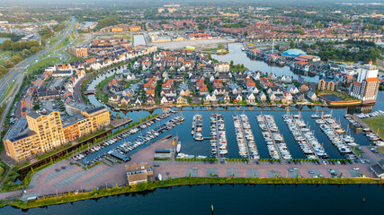 Aerial View of Harderwijk Town at Sunset, Netherlands