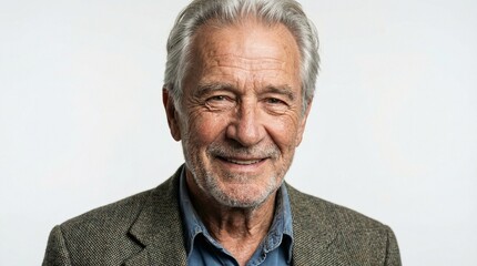 A genuinely happy and friendly senior man with a warm smile radiates joy and wisdom, embodying a lifetime of positive experiences and contentment