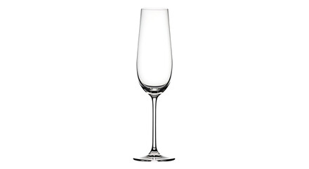 A tall, elegant empty champagne flute on a black background.