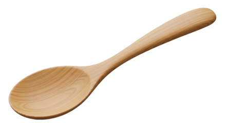A smooth light brown wooden spoon on a black background.