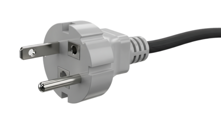 A standard white European power plug with a braided cable.
