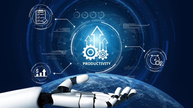 Productivity improvement in digital business, showing productivity tools, productivity tracking, productivity optimization, and workflow for business workplace efficiency. Muxer