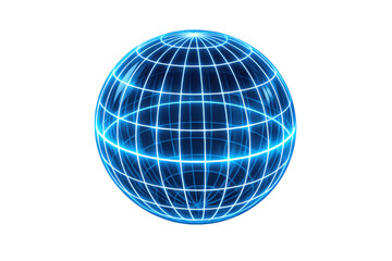 Global network sphere showing interconnected data, modern communication, and world technology on a transparent background