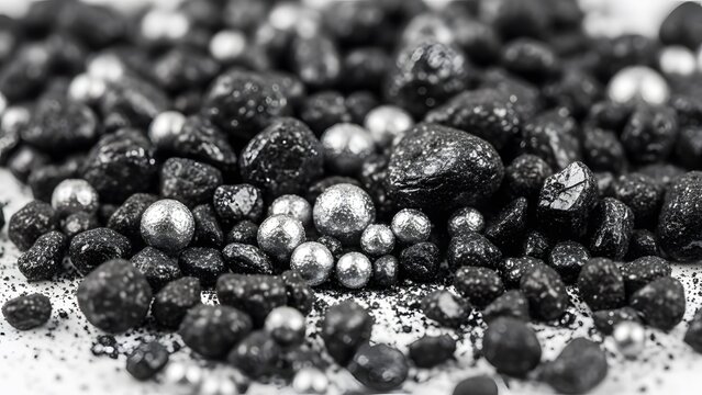 Macro texture of black graphite and lithium battery powder