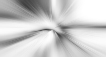 Abstract Monochrome Radial Motion Blur . Futuristic data flow Explosion effect Motion wallpaper. Hyper Speed Space Travel Concept. High speed concept, fast drive motion blurry focus of lightning 