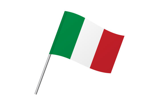 Italy flag - wavy stick flag of country, cultural identity and heritage. Represents national pride and unity. Vector flag isolated on white background.