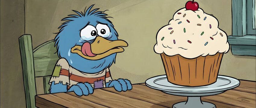 Gonzo at Table with Cupcake, Excitement in the Air