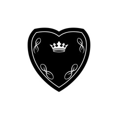 Fototapeta premium Black Heart Shape with White Crown.