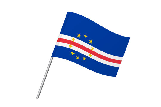 Cape Verde flag - wavy stick flag of country, cultural identity and heritage. Represents national pride and unity. Vector flag isolated on white background.