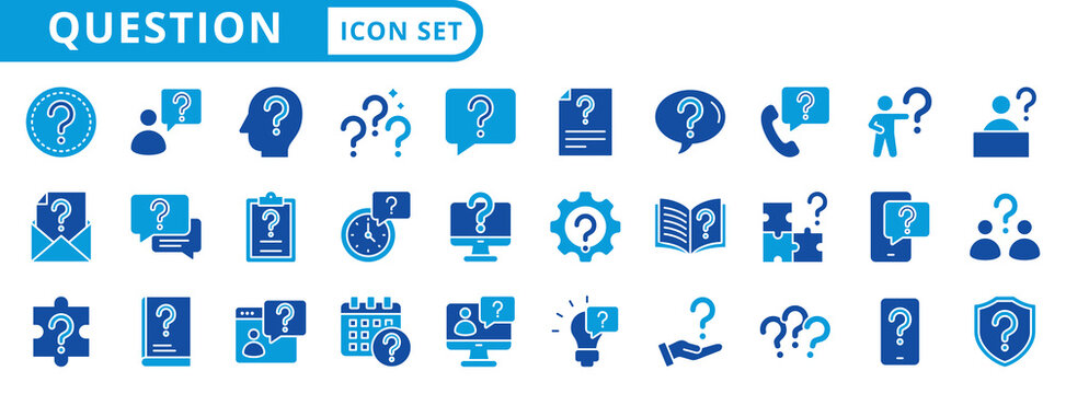 question icon pack flat style illustration collection for quiz and survey