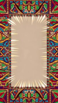Colorful Ornate Border Frame With Decorative Pattern.