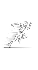 Dynamic Line Art Illustration of a Male Athlete Sprinting with Motion Blur Effect.