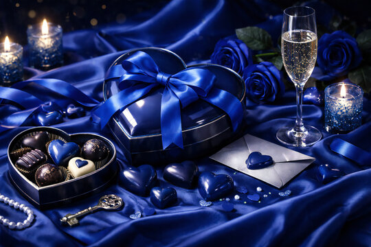 Premium Blue Chocolate Valentine Sweets Gift Box Background