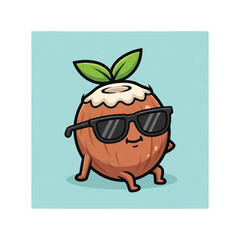 Obraz premium Cartoon Orange Character Wearing Sunglasses Smiling.