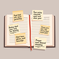 Naklejka premium Open book with sticky notes on pages