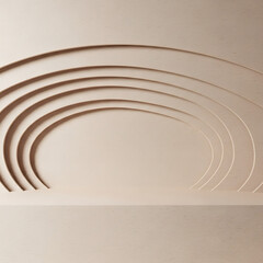 Obraz premium Modern Beige Abstract Backdrop with Rhythmic Concentric Arches