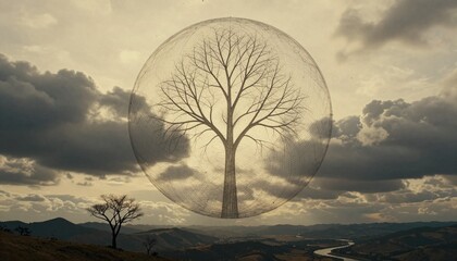 Tree in Transparent Spherical Sphere