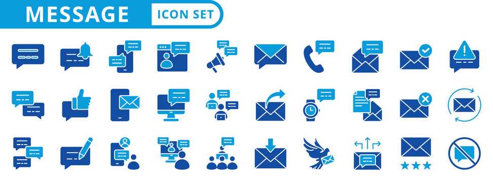 message icon pack flat style illustration collection for corversation and discussion