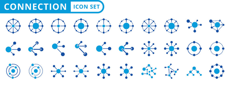 connection icon pack flat style illustration collection for network and community