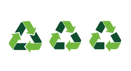 Obraz premium Set of three green recycling symbols representing environmental sustainability and waste reduction.