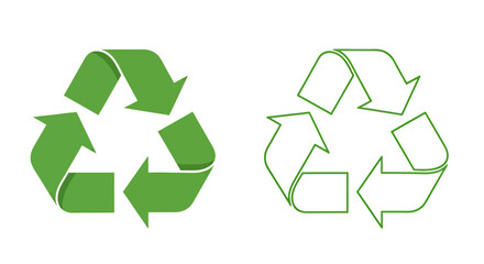 Obraz premium Green and white recycling symbols representing environmental sustainability and waste management.