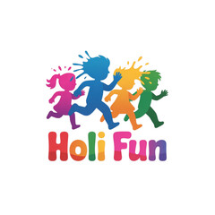 Holi fun a vibrant celebration with joyful children playing and spreading colorful happiness Vector, illustration