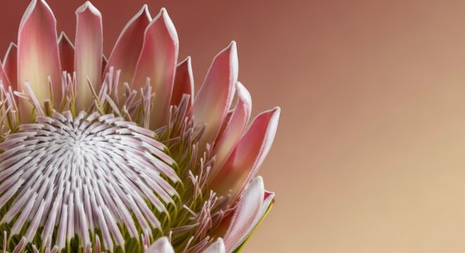 Elegant protea flower with pink petals showcasing botanical beauty