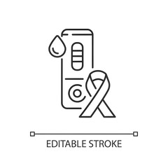 HIV test linear icon. Laboratory blood examination. Rapid test for AIDS. Medical check. Thin line customizable illustration. Contour symbol. Vector isolated outline drawing. Editable stroke © Lovely