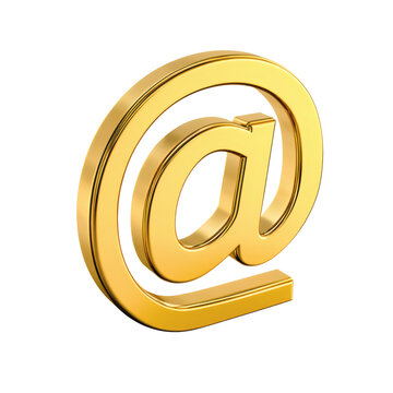Golden at sign for email marketing and digital communication