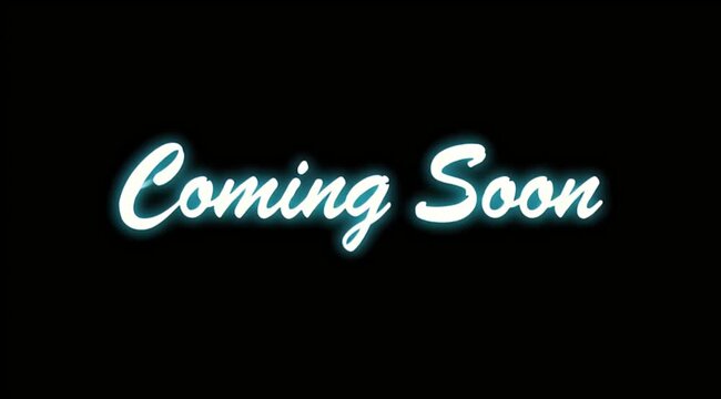 Neon Coming Soon Sign on Black Background.