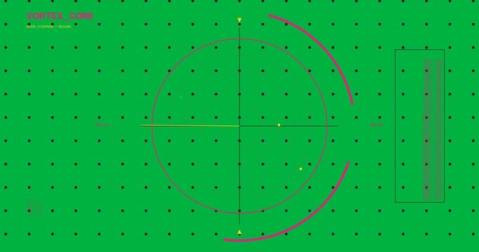 On startup radar HUD rotating sweep arm across rings, tracking yellow blips on transparent canvas