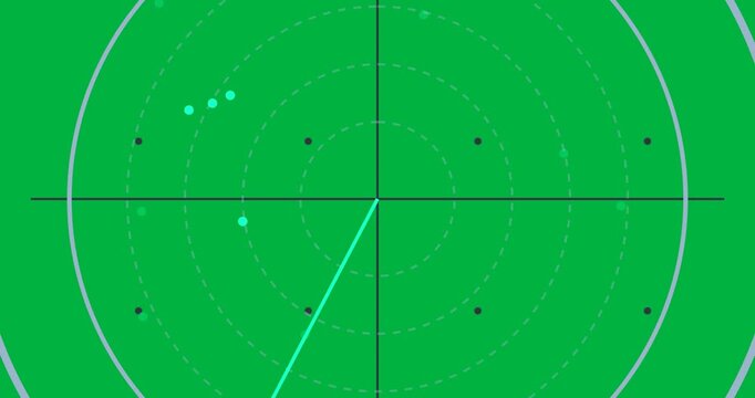 Radar HUD starting on load, sweep rotating left, pinging blips, showing readout on transparent bg