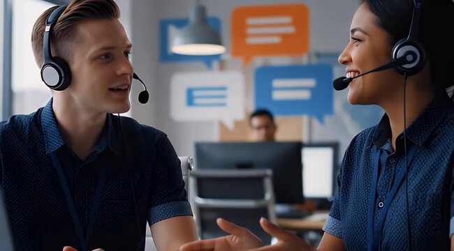 Customer Support Team Working Together.