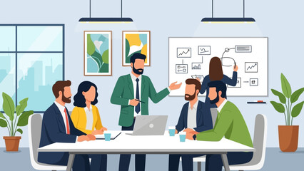 Fototapeta premium Business Professionals in Meeting Room Discussion.